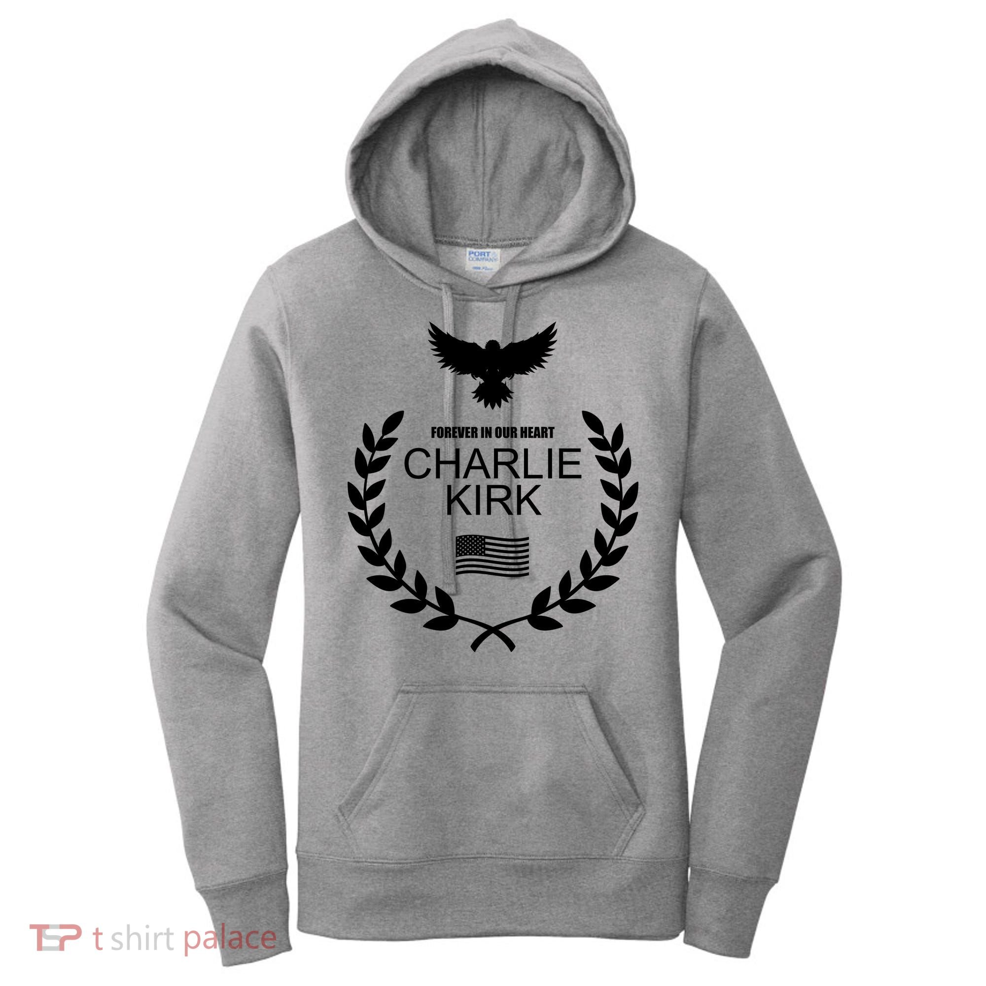 Charlie Kirk “Forever In Our Heart" Memorial Patriotic Eagle Wreath Women's Hoodie