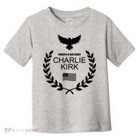 Charlie Kirk “Forever In Our Heart" Memorial Patriotic Eagle Wreath Toddler T-Shirt thumb 0