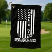 Charlie Kirk Freedom Great American Patriot Flag Golf Towel thumb 1