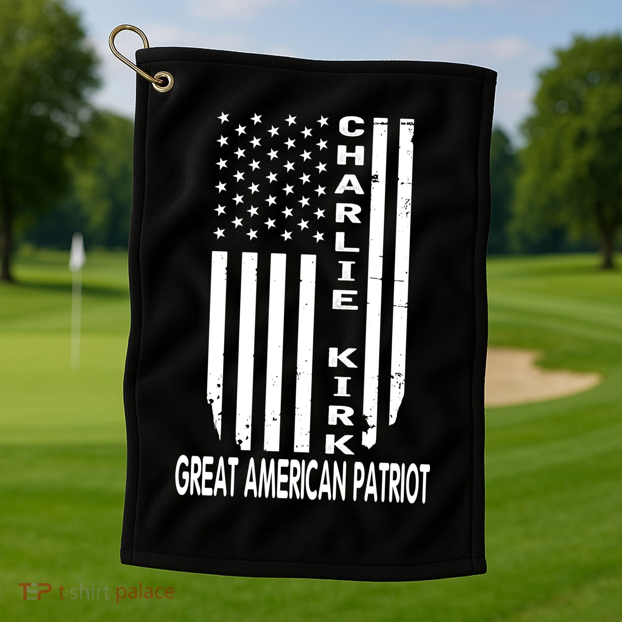 Charlie Kirk Freedom Great American Patriot Flag Golf Towel