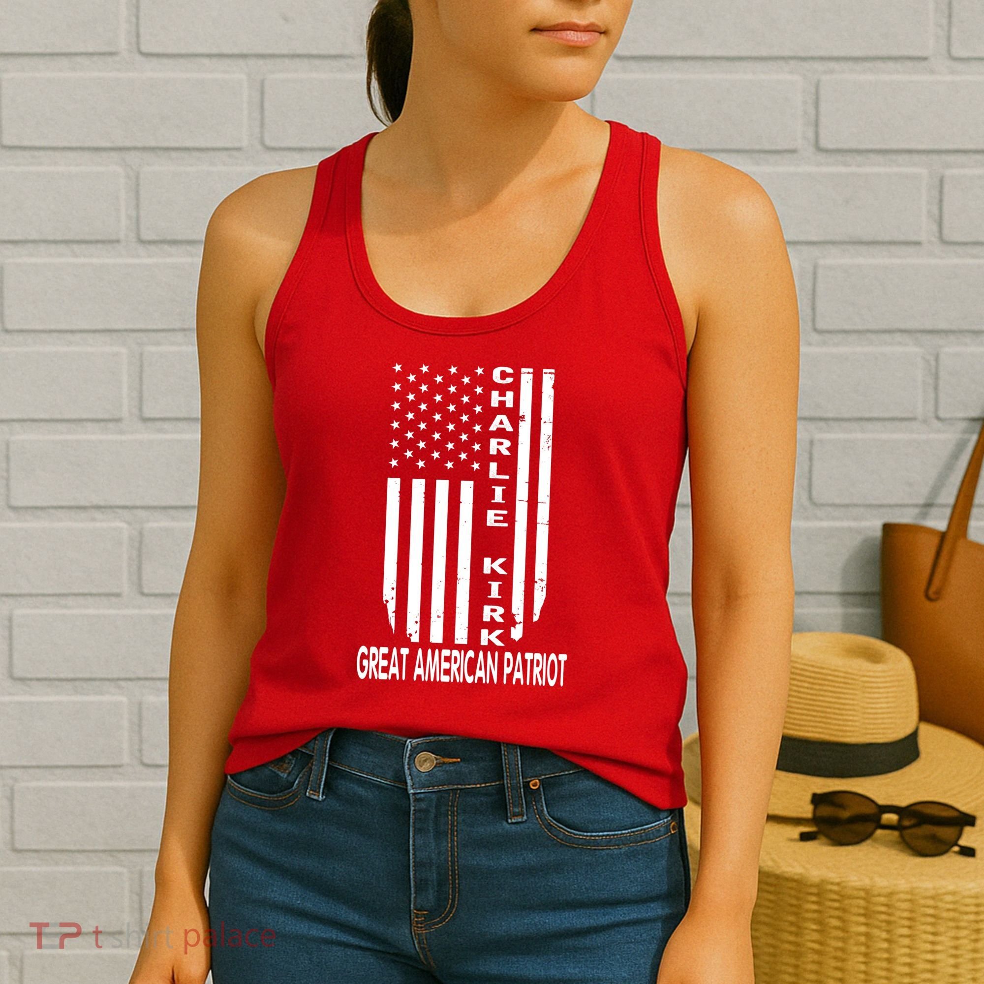 Charlie Kirk Freedom Great American Patriot Flag Women's Tank Top