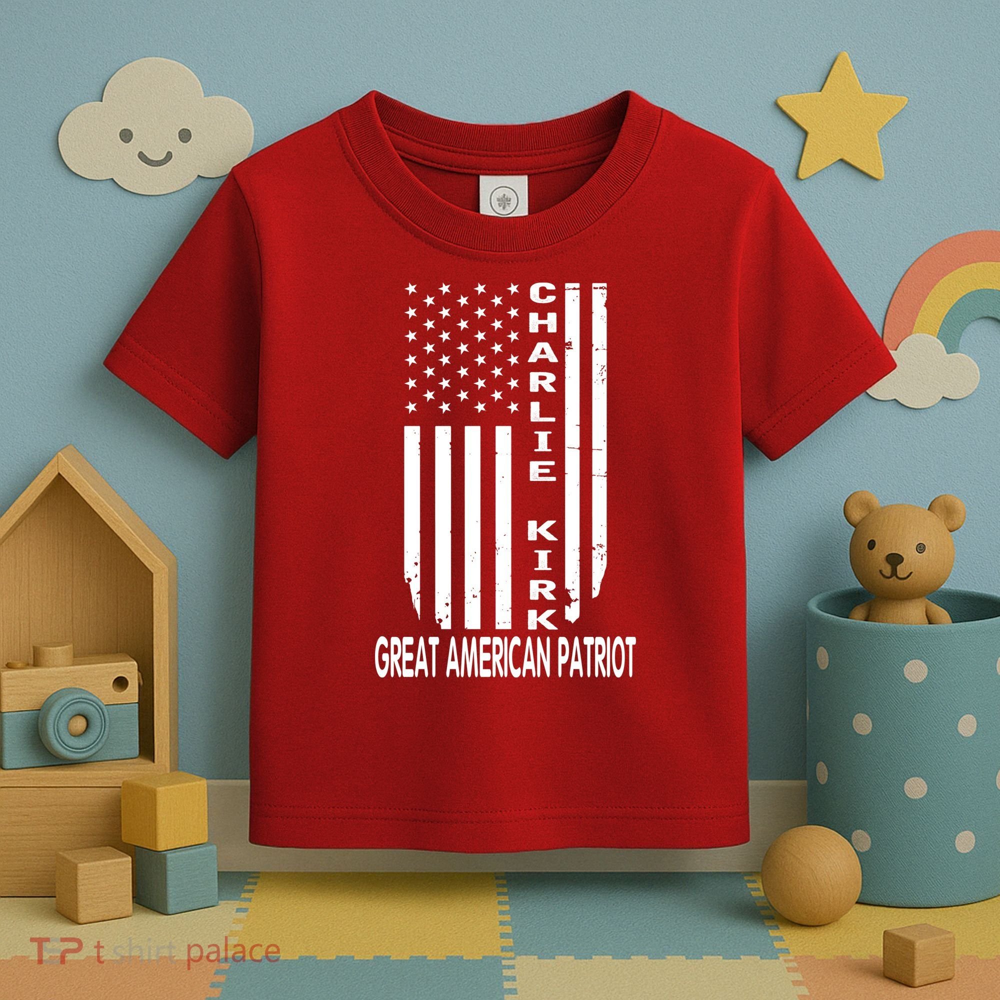 Charlie Kirk Freedom Great American Patriot Flag Toddler T-Shirt
