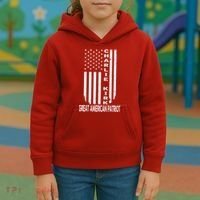 Charlie Kirk Freedom Great American Patriot Flag Kids Hoodie thumb 3