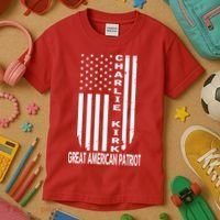 Charlie Kirk Freedom Great American Patriot Flag Kids T-Shirt thumb 3
