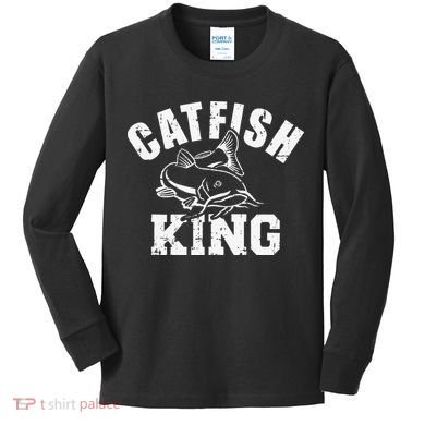 Catfish King Fishing Kids Long Sleeve Shirt