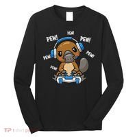 Cute Kawaii Gamer Platypus Lover Long Sleeve Shirt thumb 0