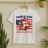 Charlie Kirk Great American Patriot Hero Floral Flowers T-Shirt thumb 2