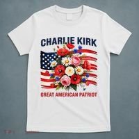 Charlie Kirk Great American Patriot Hero Floral Flowers T-Shirt thumb 5