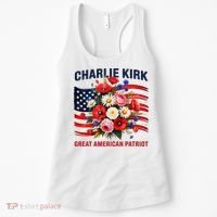 Charlie Kirk Great American Patriot Hero Floral Flowers Women's Tank Top thumb 0