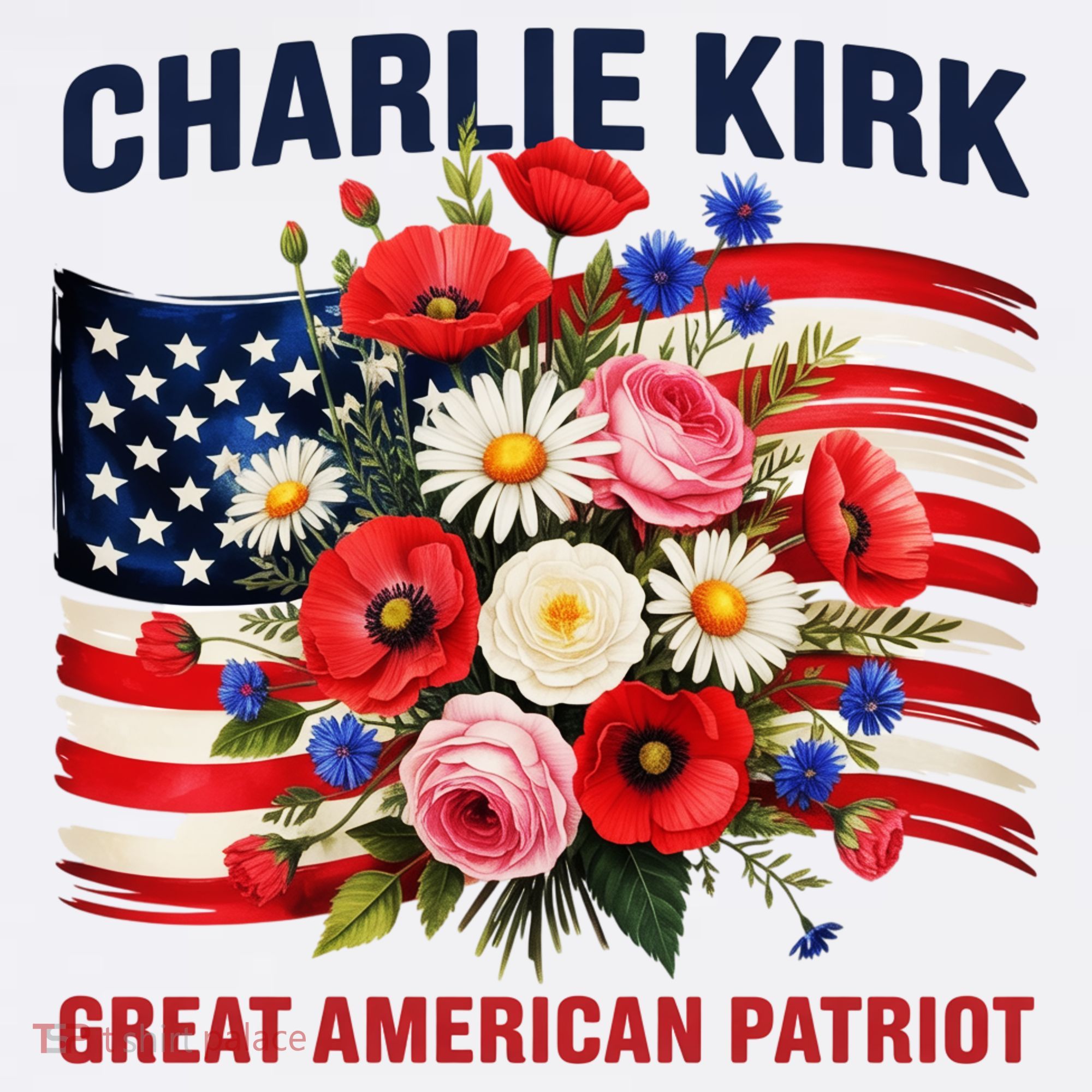 Charlie Kirk Great American Patriot Hero Floral Flowers Women's Tank Top