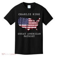 Charlie Kirk Great American Patriot Kids T-Shirt thumb 0