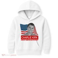 Charlie Kirk Great American Patriot USA Tribute Kids Hoodie thumb 0