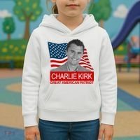 Charlie Kirk Great American Patriot USA Tribute Kids Hoodie thumb 3