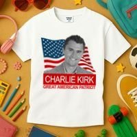 Charlie Kirk Great American Patriot USA Tribute Kids T-Shirt thumb 3