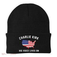 Charlie Kirk His Voice Lives On Beanie thumb 0