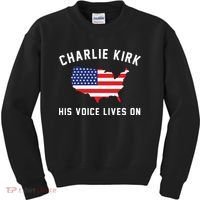 Charlie Kirk His Voice Lives On Kids Sweatshirt thumb 0