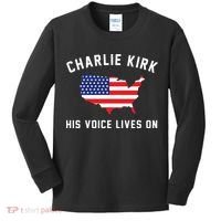 Charlie Kirk His Voice Lives On Kids Long Sleeve Shirt thumb 0