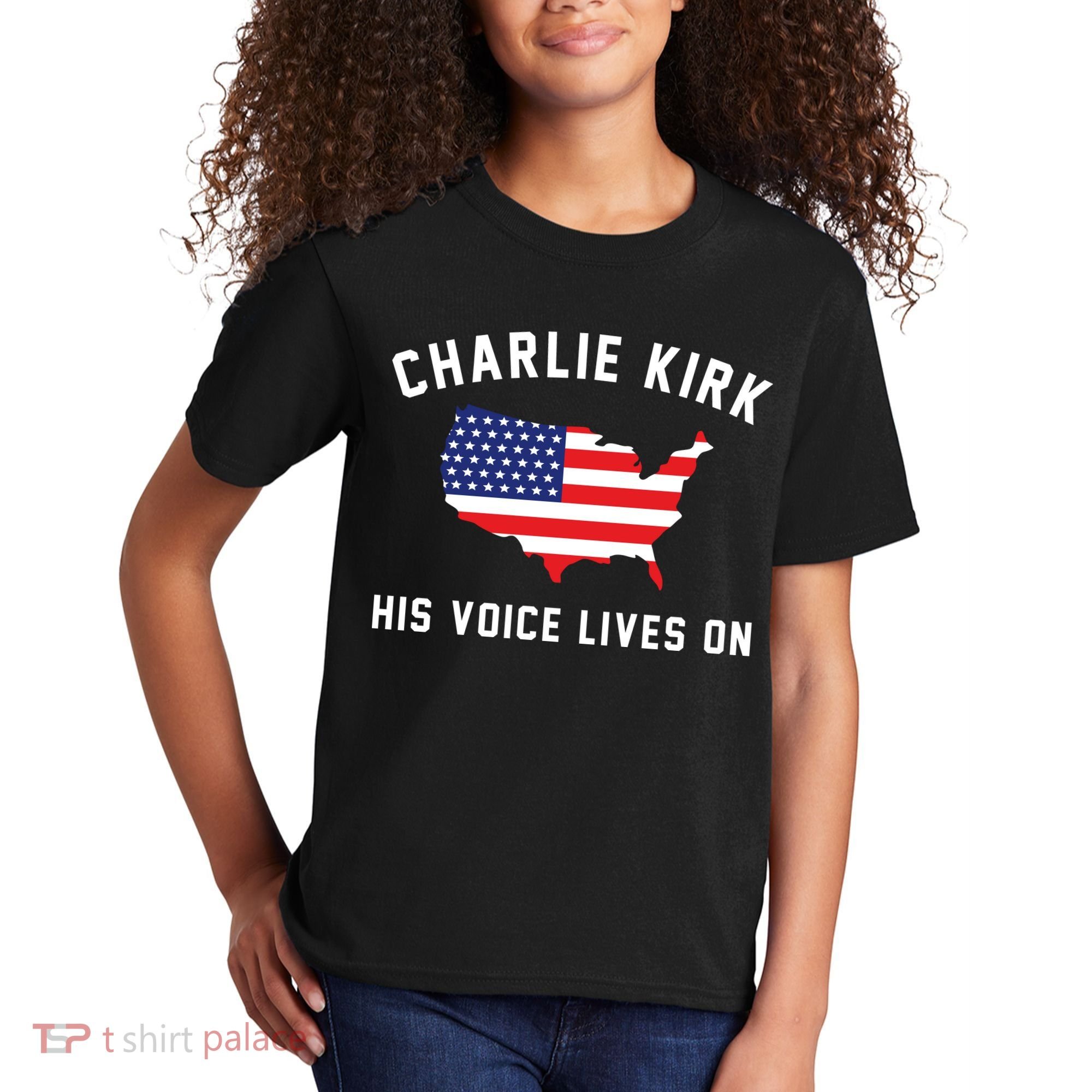 Charlie Kirk His Voice Lives On Kids T-Shirt