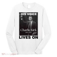 Charlie Kirk His Voice Lives ON Memorial Long Sleeve Shirt thumb 0