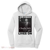 Charlie Kirk His Voice Lives ON Memorial Women's Hoodie thumb 0