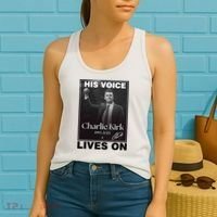 Charlie Kirk His Voice Lives ON Memorial Women's Tank Top thumb 2