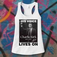 Charlie Kirk His Voice Lives ON Memorial Women's Tank Top thumb 3