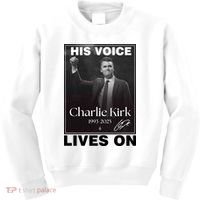 Charlie Kirk His Voice Lives ON Memorial Kids Sweatshirt thumb 0
