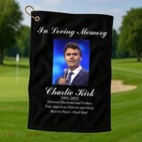 Charlie Kirk In Loving Memory Rest In Peace Golf Towel thumb 1