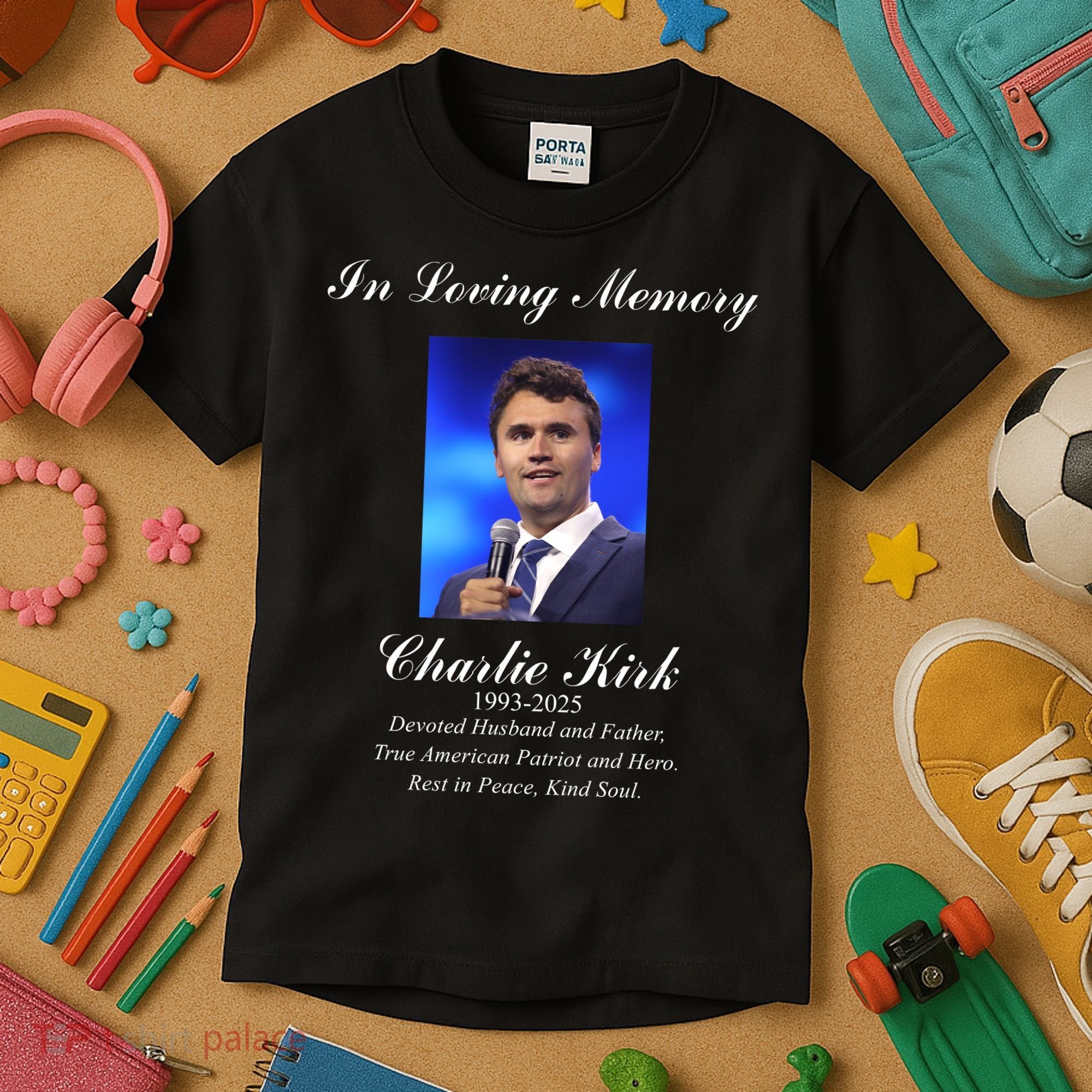 Charlie Kirk In Loving Memory Rest In Peace Kids T-Shirt
