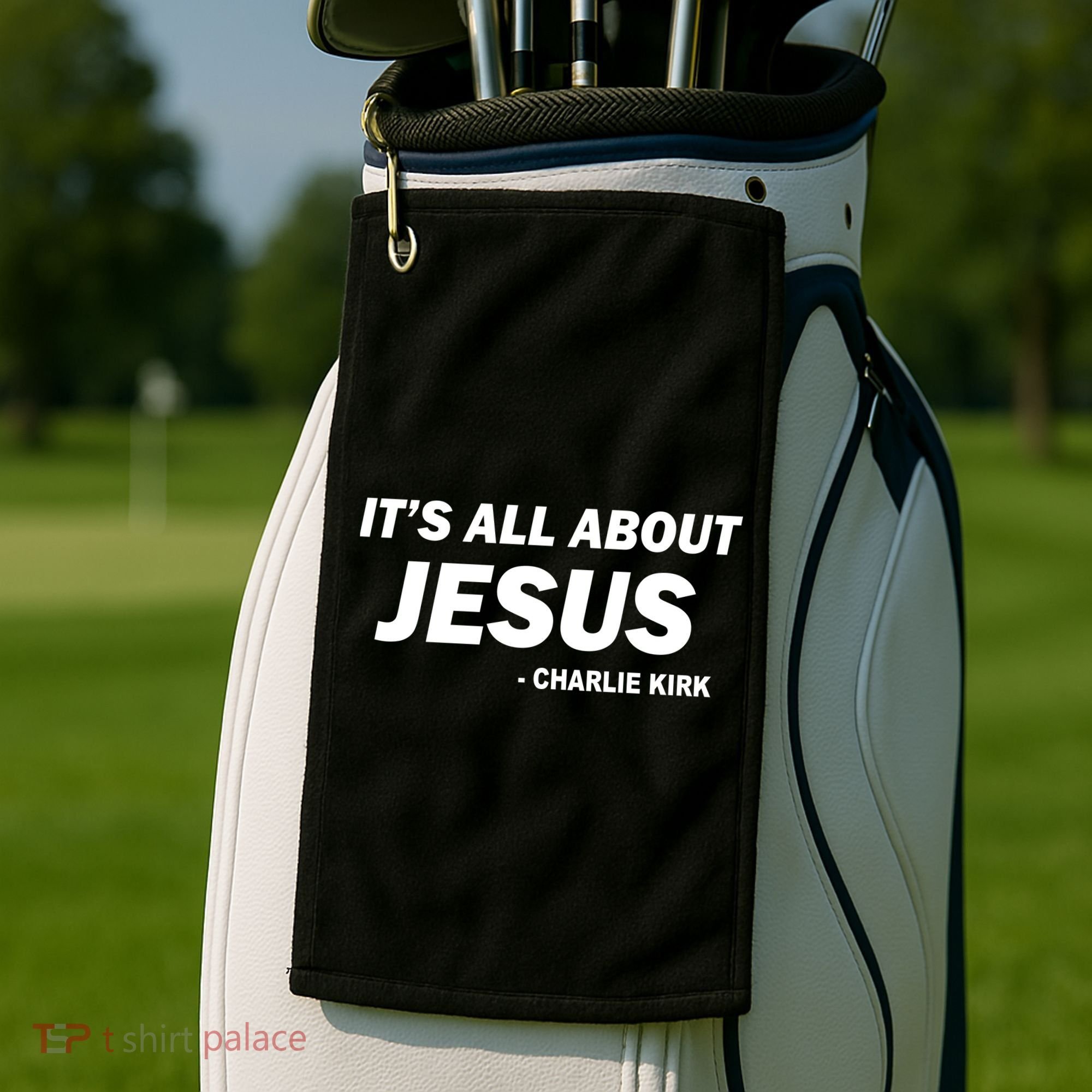 Charlie Kirk It's All About Jesus Golf Towel