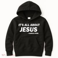 Charlie Kirk It's All About Jesus Kids Hoodie thumb 0