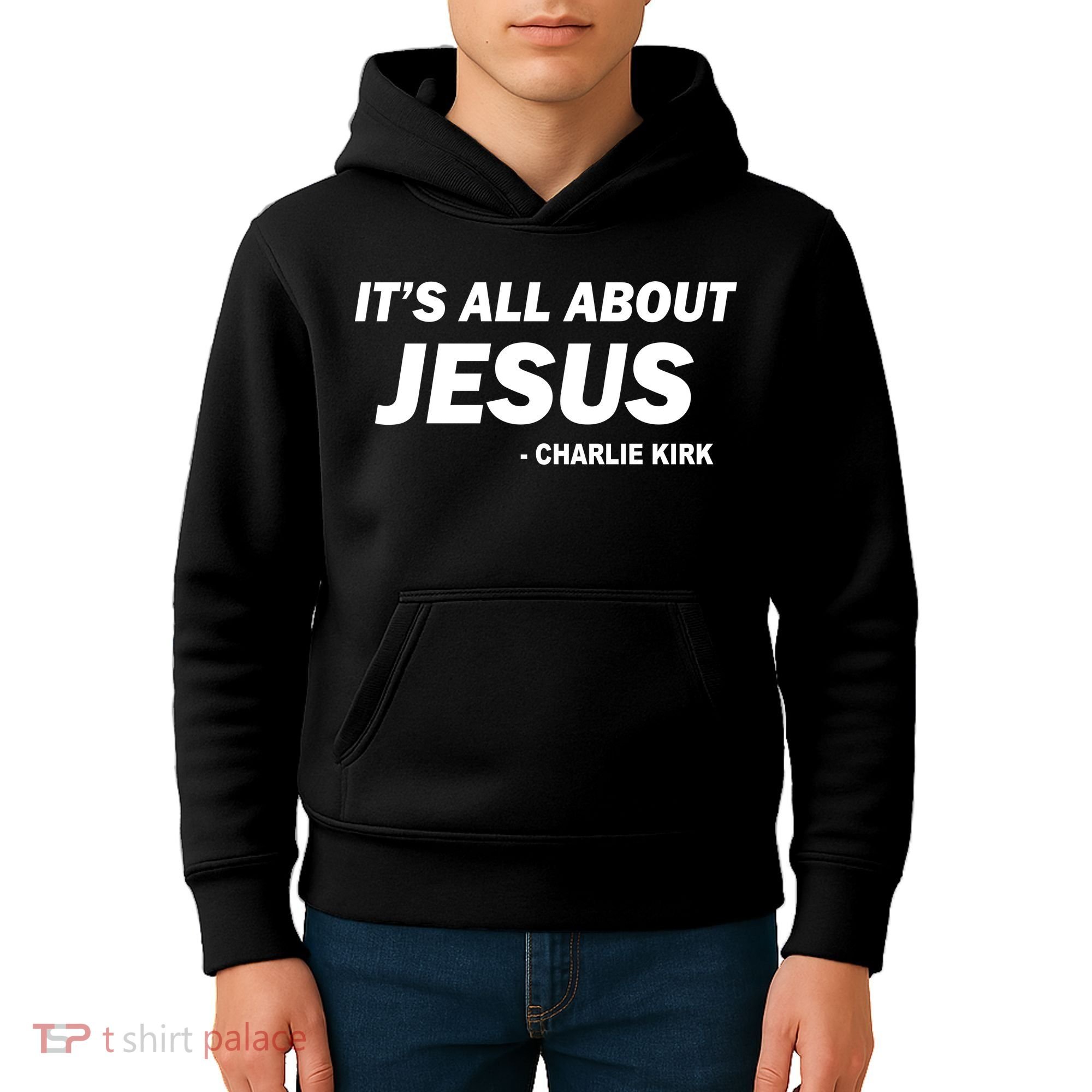 Charlie Kirk It's All About Jesus Kids Hoodie