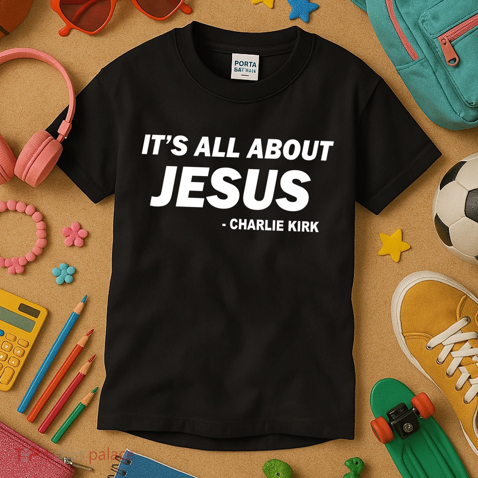 Charlie Kirk It's All About Jesus Kids T-Shirt