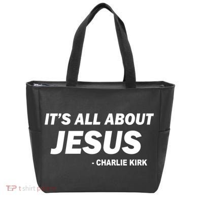 Charlie Kirk It's All About Jesus Tote Bag