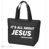 Charlie Kirk It's All About Jesus Tote Bag thumb 3