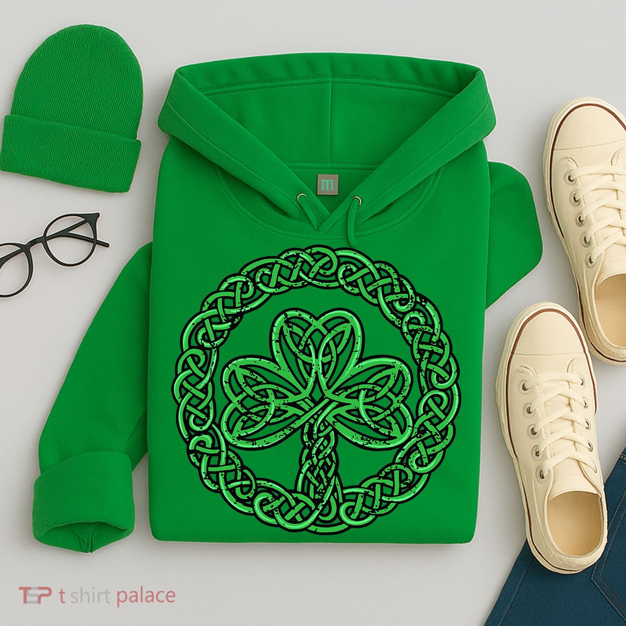 Celtic Knot Irish Shamrock 3Leaf Clover St Pats Day Hoodie