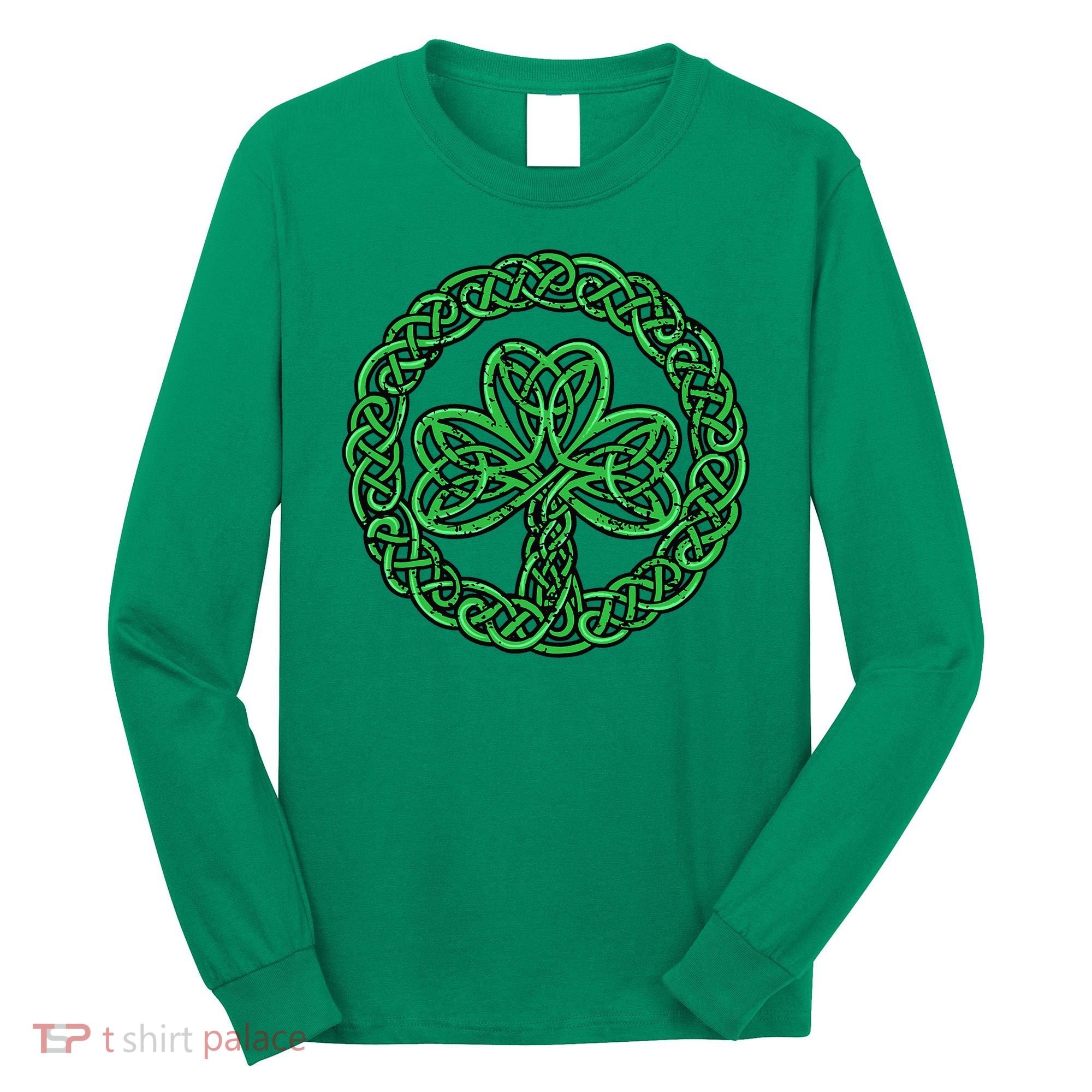 Celtic Knot Irish Shamrock 3Leaf Clover St Pats Day Long Sleeve Shirt
