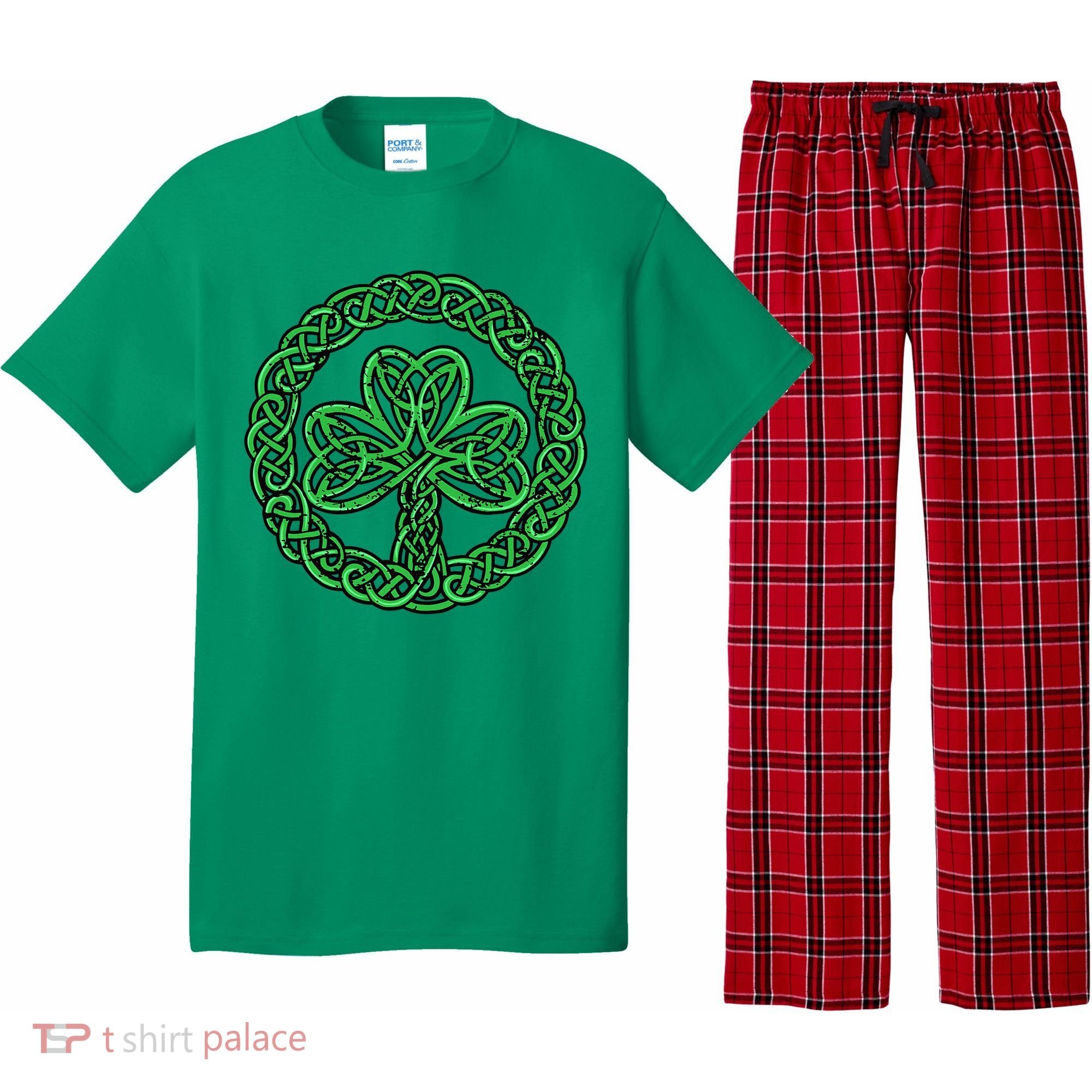 Celtic Knot Irish Shamrock 3Leaf Clover St Pats Day Pajama Set