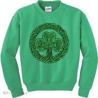 Celtic Knot Irish Shamrock 3Leaf Clover St Pats Day Kids Sweatshirt thumb 0