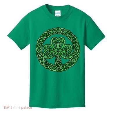 Celtic Knot Irish Shamrock 3Leaf Clover St Pats Day Kids T-Shirt