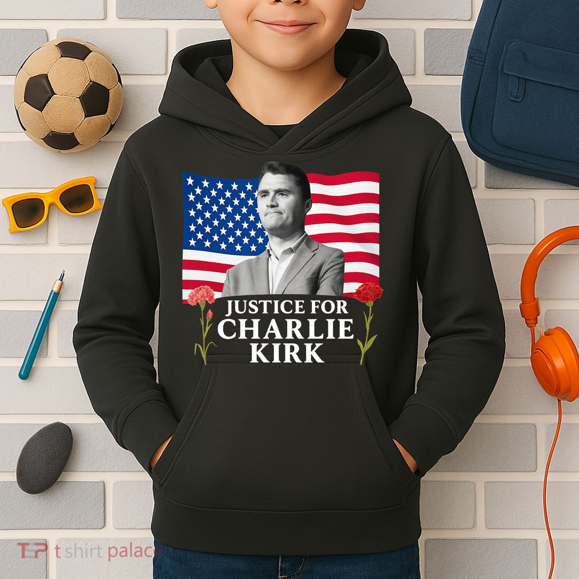 Charlie Kirk Inspired Justice For Charlie Kids Hoodie