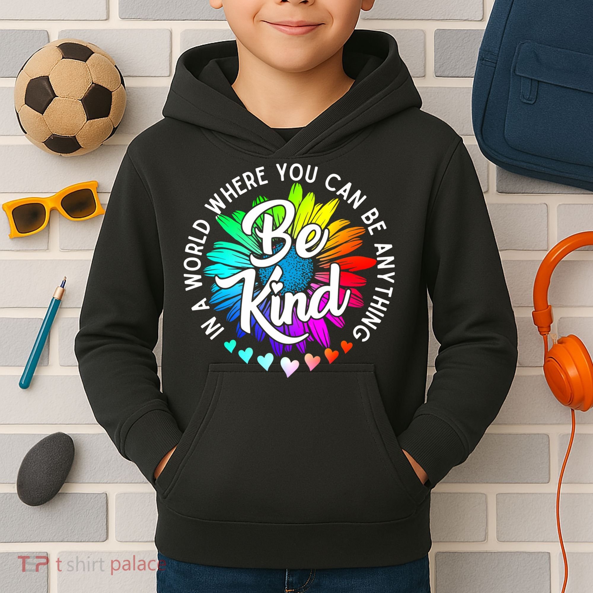 Choose Kindness In A World Where You Can Be Anything Be Kind Cute Daisy Flower R Kids Hoodie
