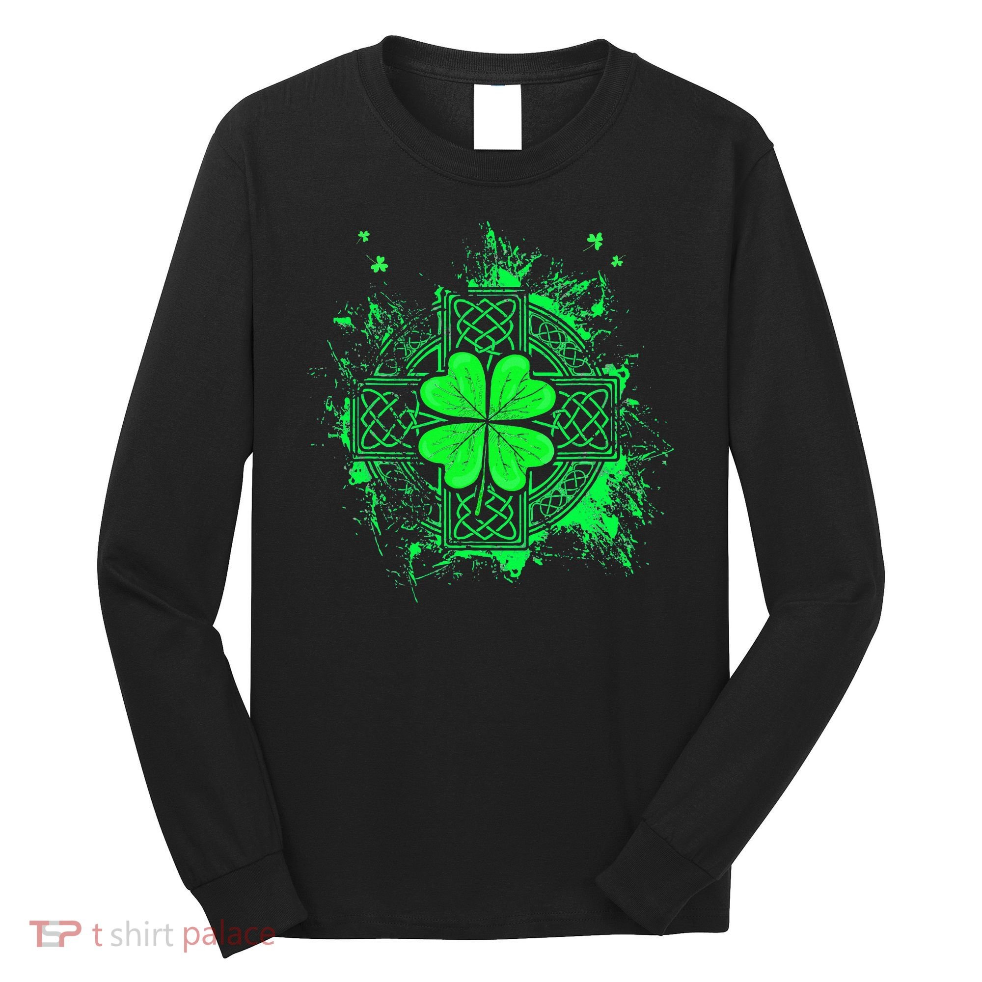 Celtic Knot Irish Shamrock Three Leaf Clover St Patricks Day Long Sleeve Shirt