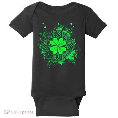 Celtic Knot Irish Shamrock Three Leaf Clover St Patricks Day Baby Bodysuit