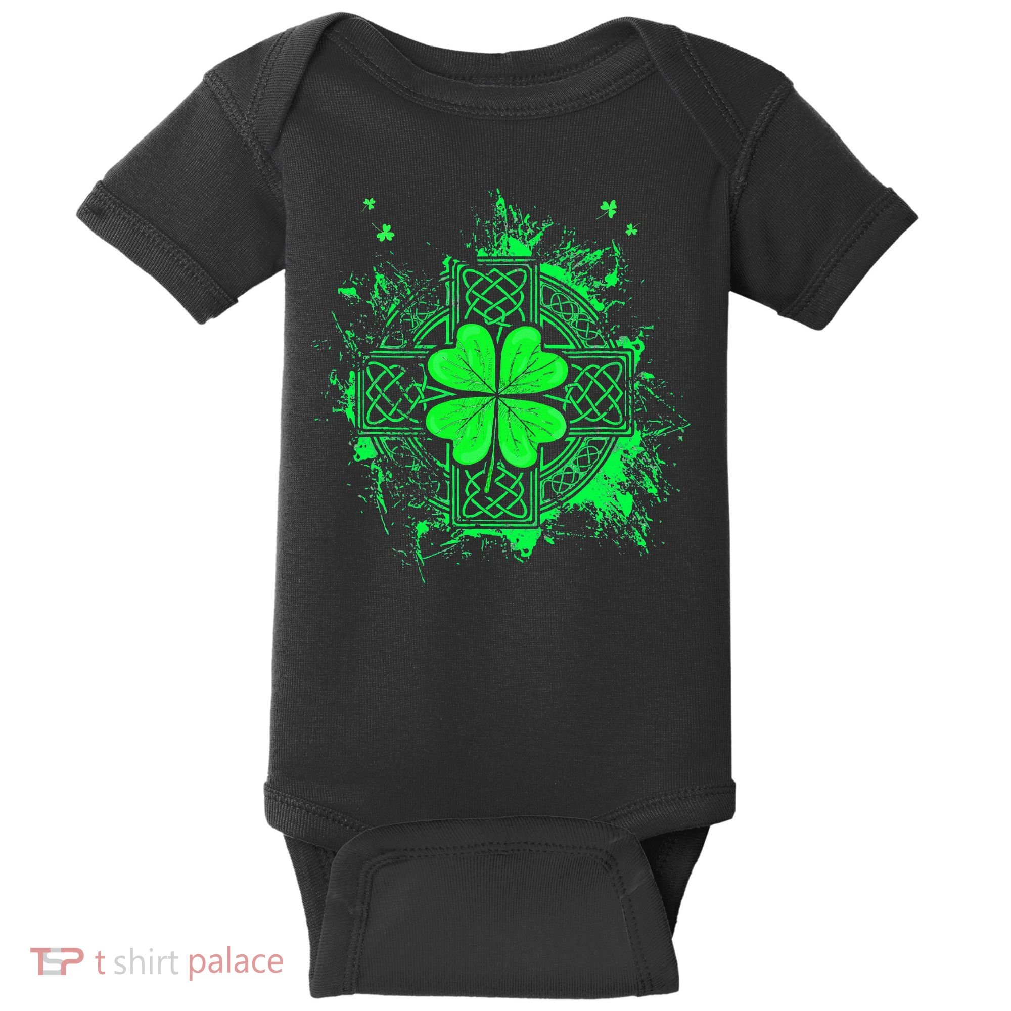 Celtic Knot Irish Shamrock Three Leaf Clover St Patricks Day Baby Bodysuit