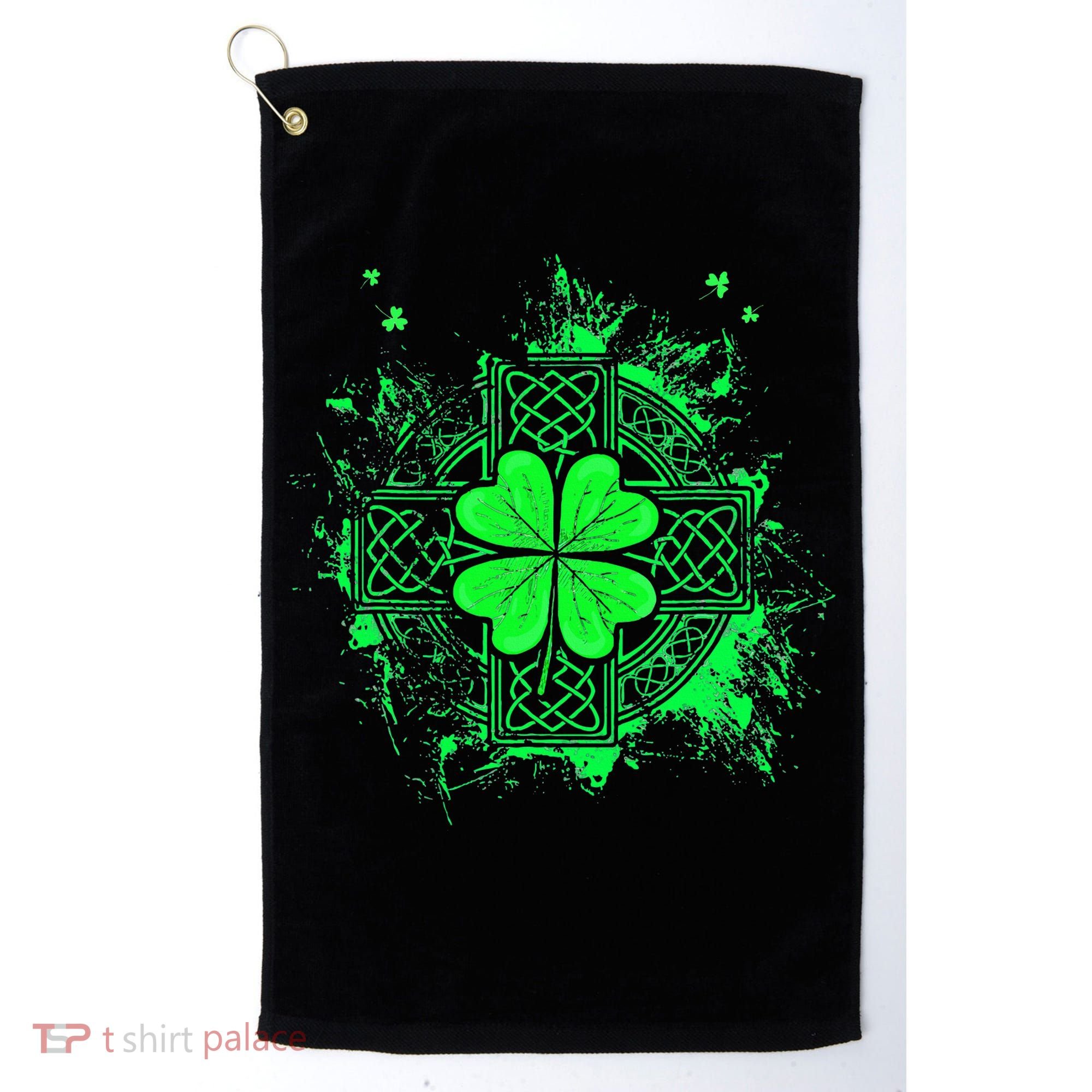 Celtic Knot Irish Shamrock Three Leaf Clover St Patricks Day Golf Towel