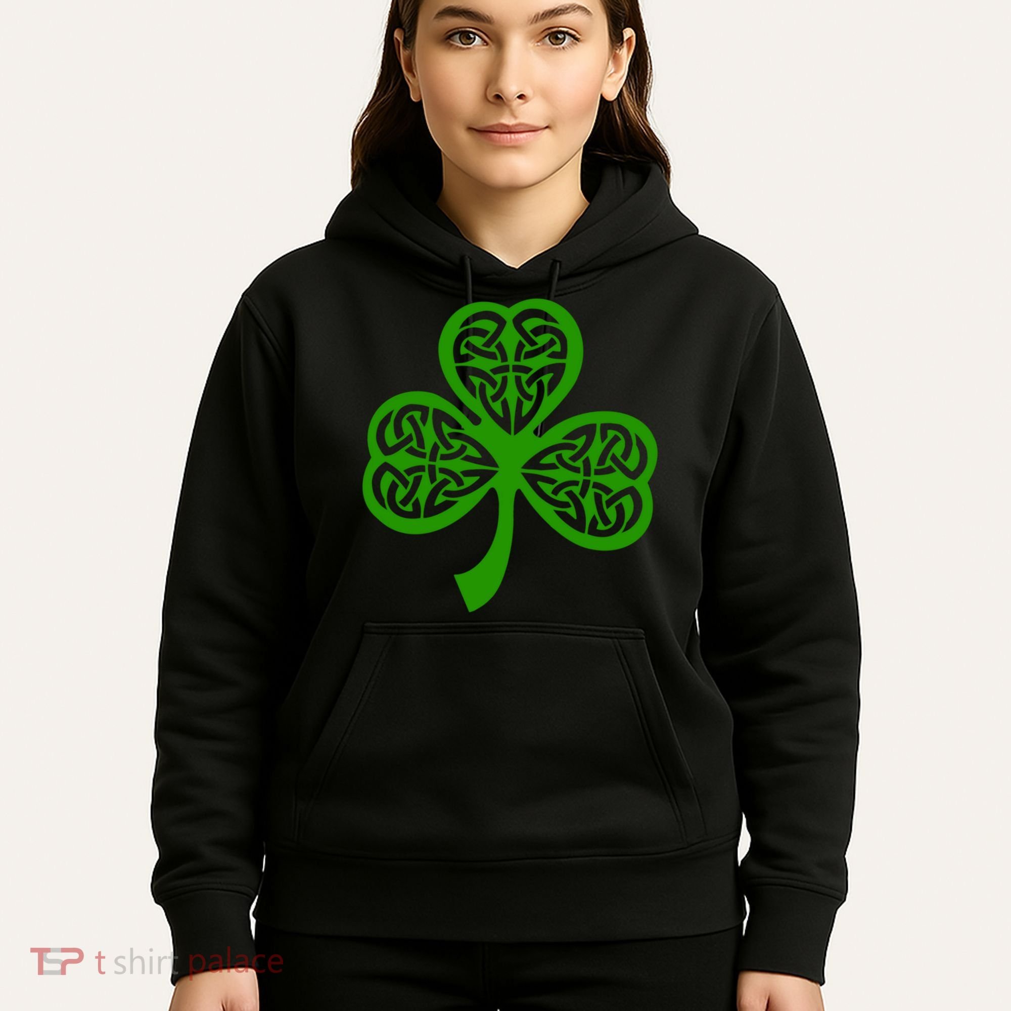 Celtic Knot Irish Shamrock Leaf Clover St Pats Day Hoodie