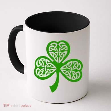 Celtic Knot Irish Shamrock Leaf Clover St Pats Day Coffee Mug