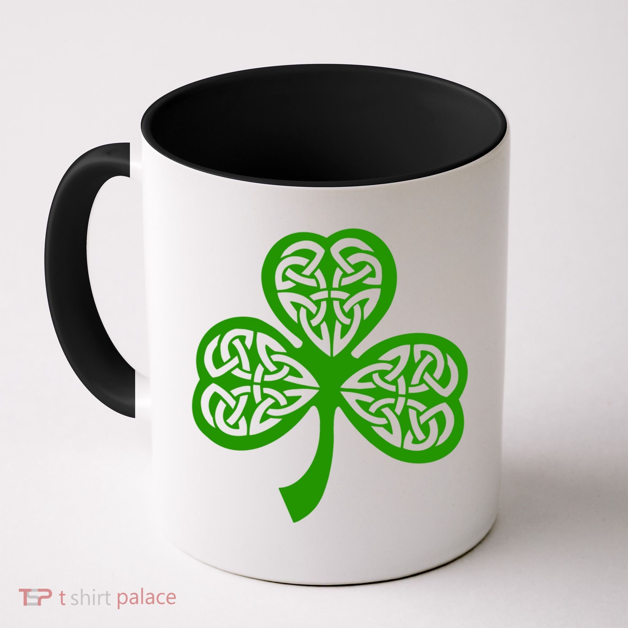 Celtic Knot Irish Shamrock Leaf Clover St Pats Day Coffee Mug