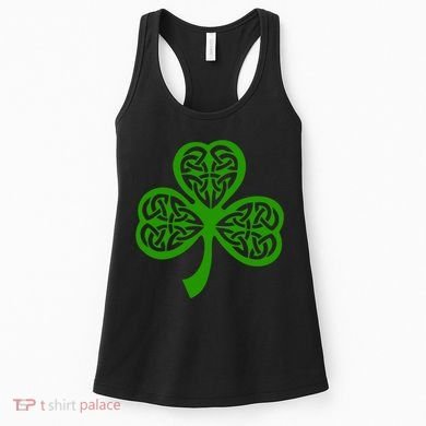 Celtic Knot Irish Shamrock Leaf Clover St Pats Day Women's Tank Top